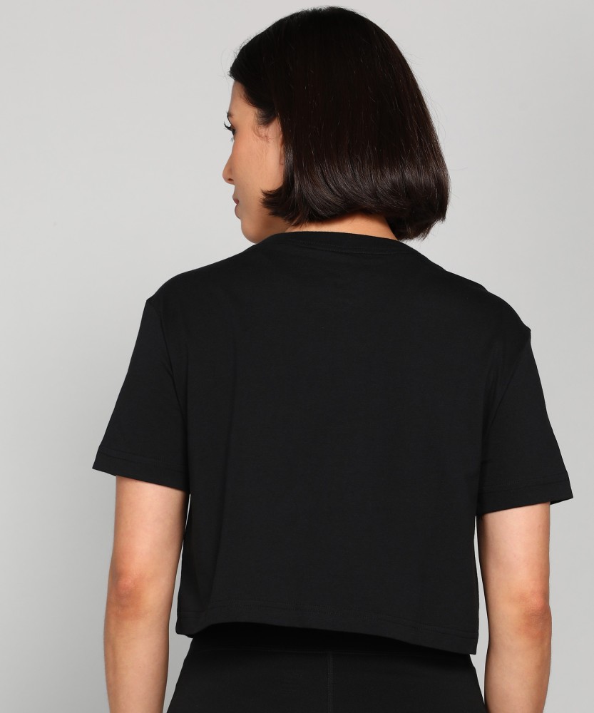 Nike black short store sleeve crop top