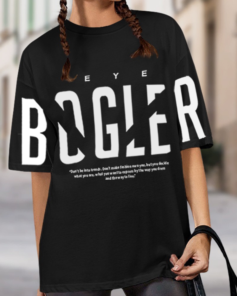 EyeBogler Printed, Typography Men Round Neck Black T-Shirt - Buy
