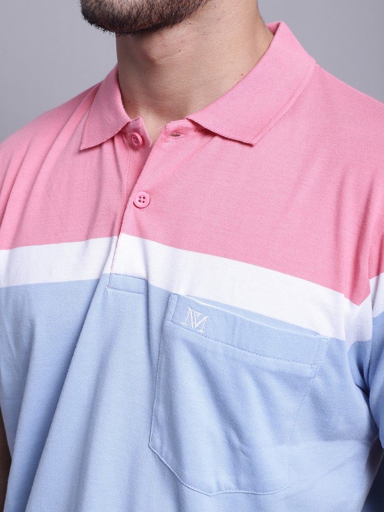Men Prices Light Numalo Pink T-Shirt Blue, Men Online Colorblock Numalo India Polo Blue, at Pink Neck Neck Light Buy in Best - Polo T-Shirt Colorblock