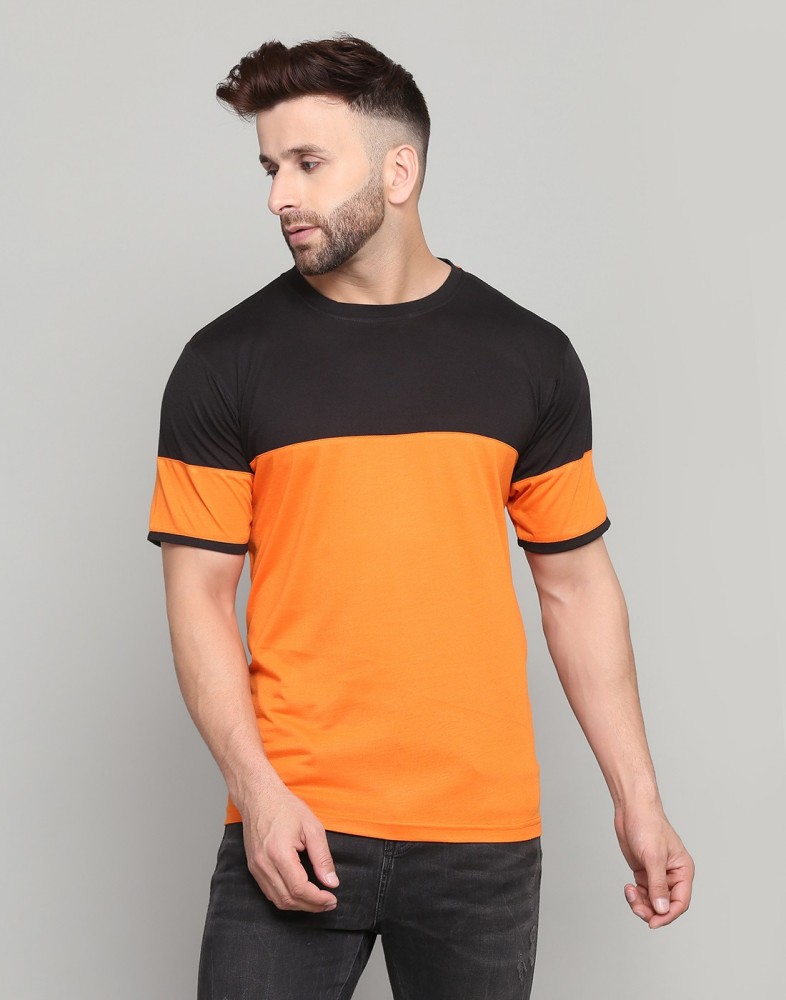 Cotton T-shirt - Black/oranges - Men