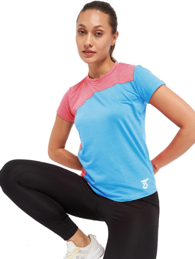 Women Activewear Round Neck T Shirt - Gym Workout Clothes - Bleualps