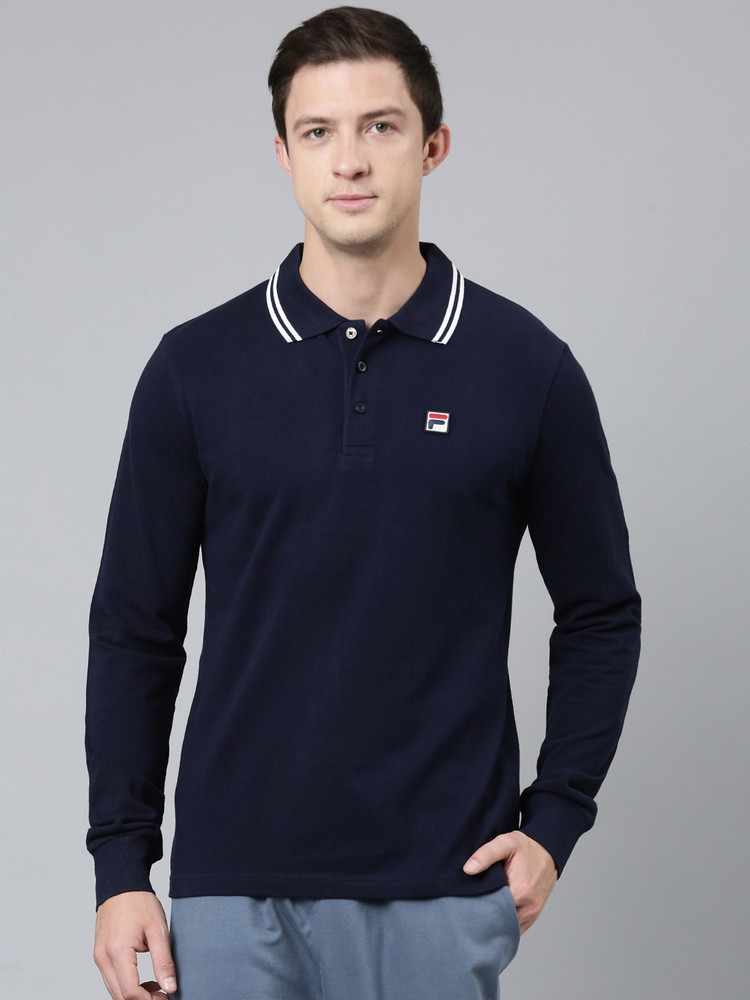 FILA Solid Men Polo Neck Dark Blue T Shirt Buy FILA Solid Men