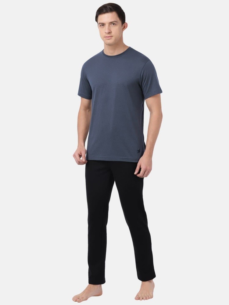 Buy Men's Super Combed Cotton Rich Solid Round Neck Half Sleeve T-Shirt -  Mid Night Navy 2714