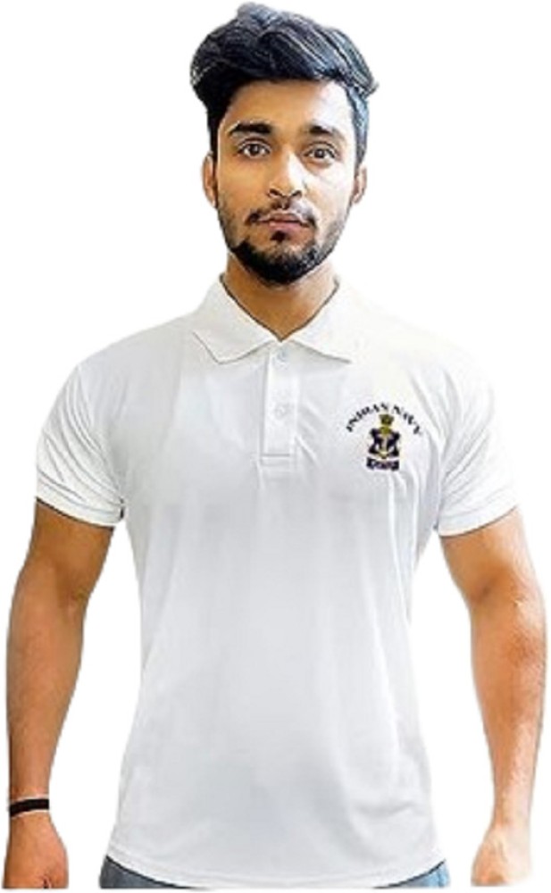 Polo Neck White Dry-Fit T-shirts