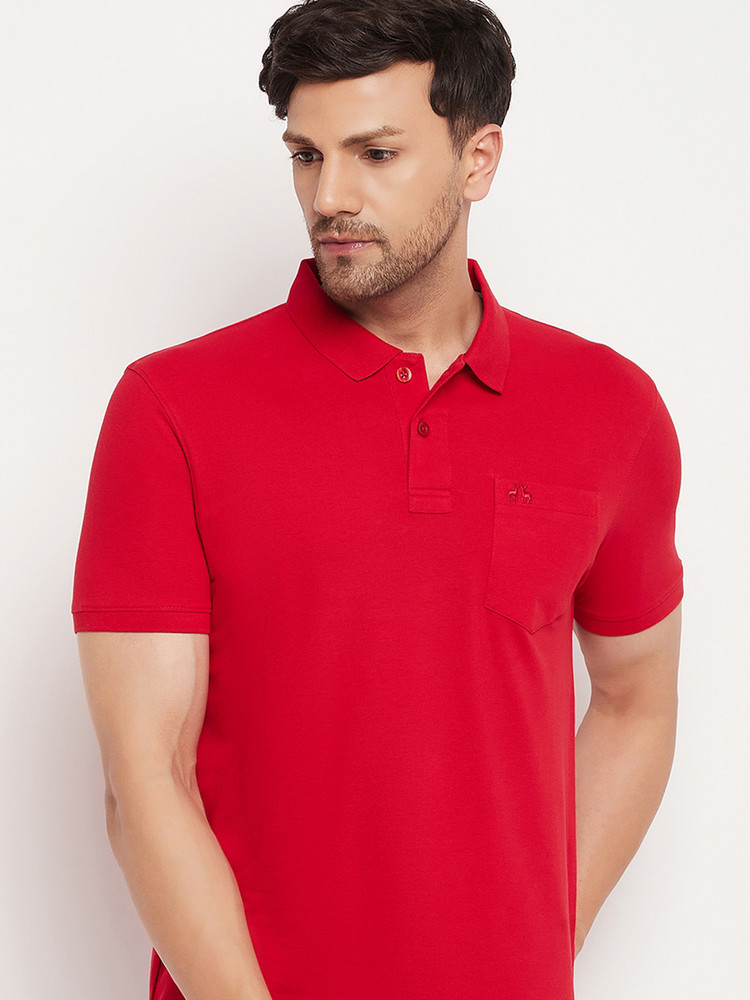 Red cheap collar tshirt