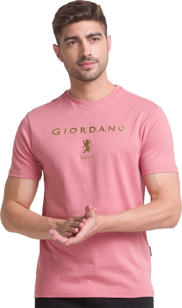GIORDANO Solid Men Round Neck Pink T Shirt Buy GIORDANO Solid