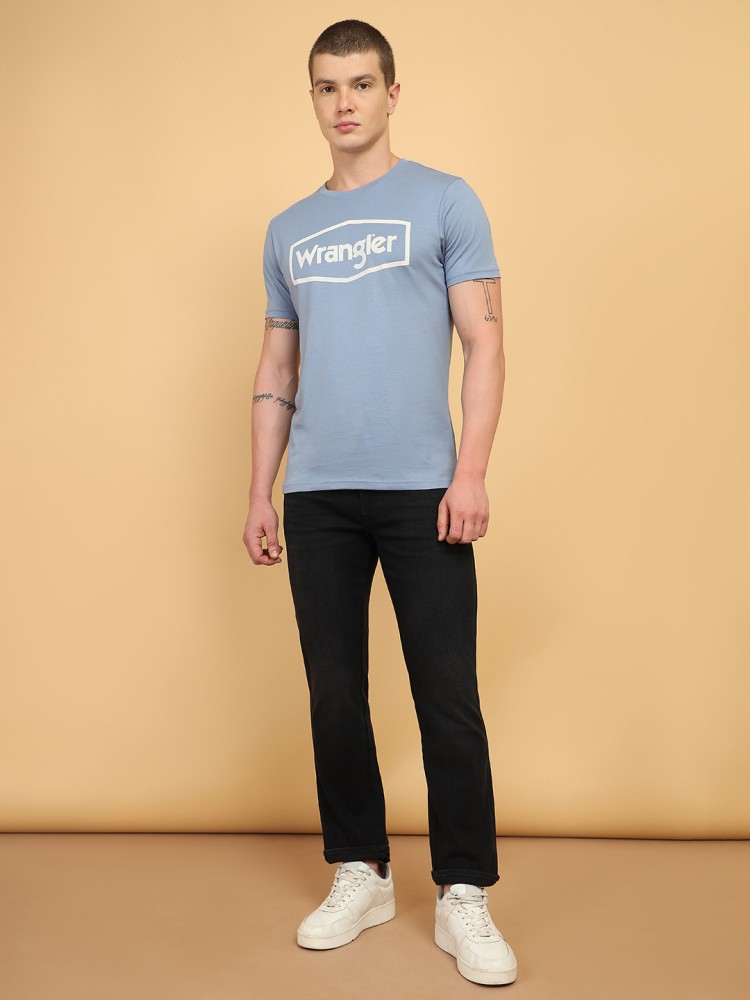 Wrangler Printed Men Round Neck Blue T-Shirt - Buy Wrangler Printed Men  Round Neck Blue T-Shirt Online at Best Prices in India