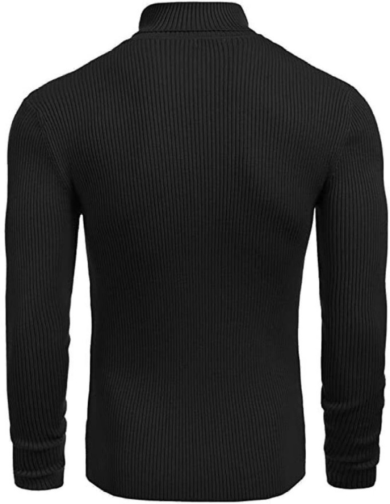 VERTICALS Solid Men High Neck Black T-Shirt - Buy VERTICALS Solid