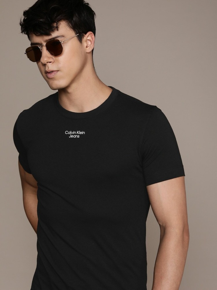 Calvin Klein Jeans Solid Men Crew Neck Black T-Shirt - Buy Calvin