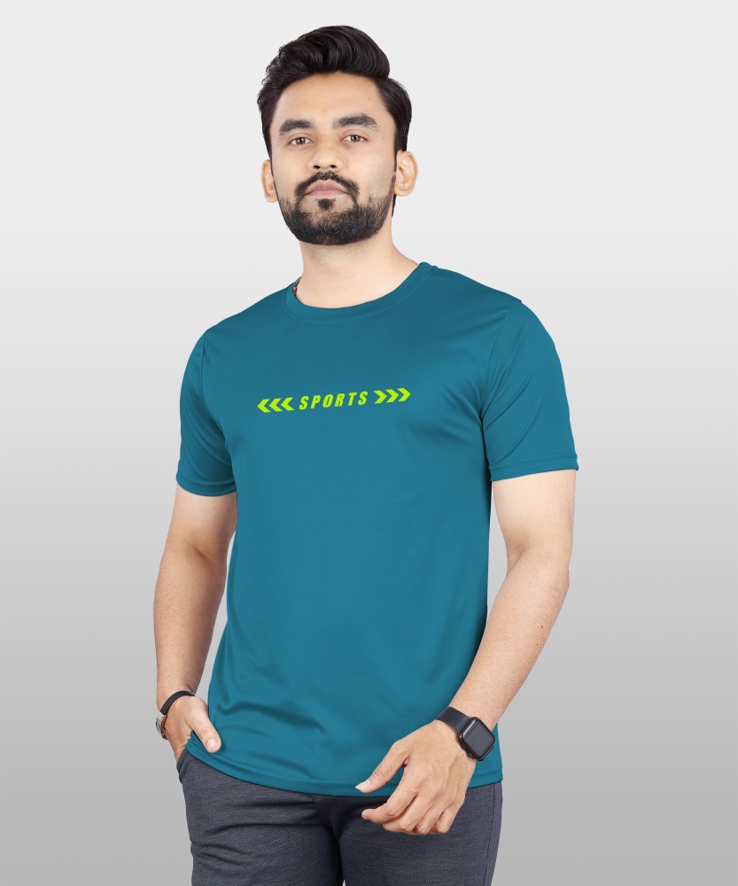 Buy Men Polyester Basic Gym T-Shirt - Solid Blue Online