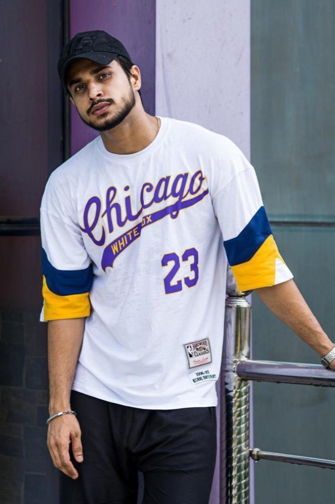 White Cotton Oversized Chicago Logo T-Shirt