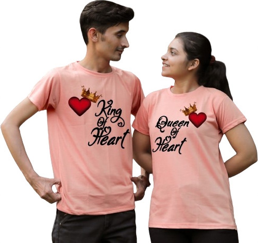Radhe Fashion Self Design Couple Round Neck Reversible Pink T-Shirt - Buy Radhe  Fashion Self Design Couple Round Neck Reversible Pink T-Shirt Online at  Best Prices in India