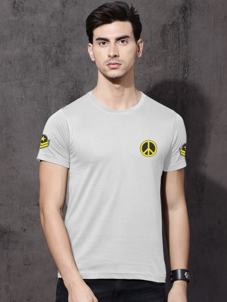 Yellow Trending Printed Cotton T Shirt For Men by LAZYCHUNKS