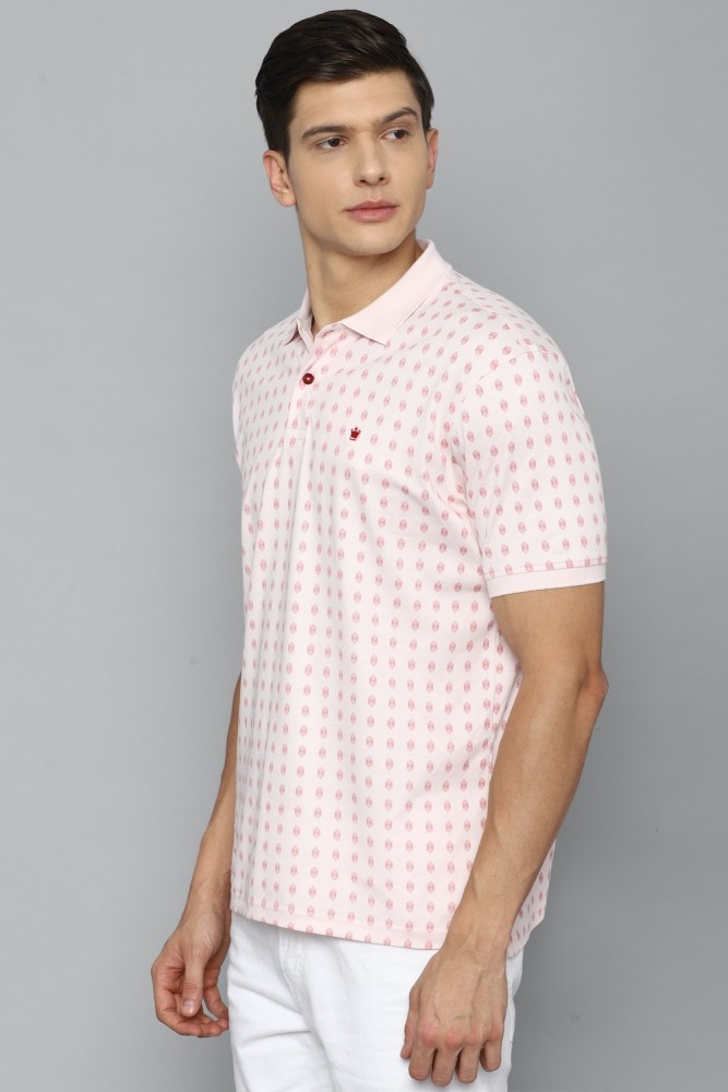 Louis Philippe Grey Cotton Regular Fit Printed Polo T-Shirt