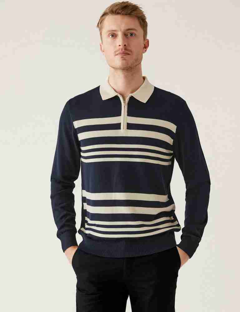 MARKS SPENCER Striped Men Round Neck Blue T Shirt Buy MARKS SPENCER Striped Men Round Neck Blue T Shirt Online at Best Prices in India Flipkart