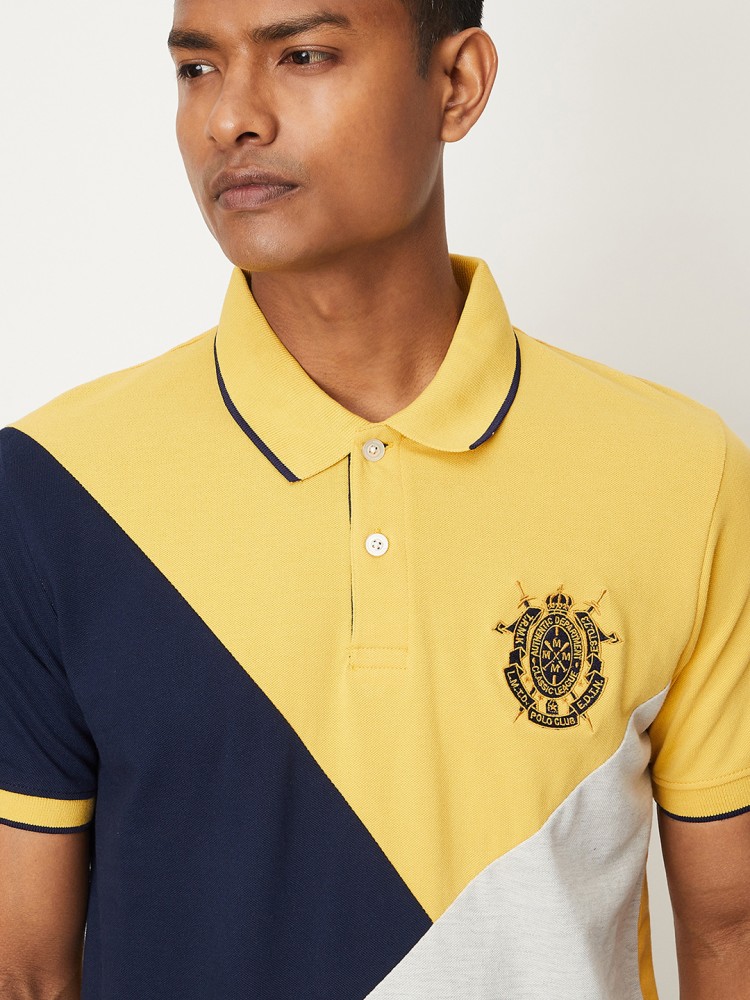 Blue and yellow shop polo t shirt