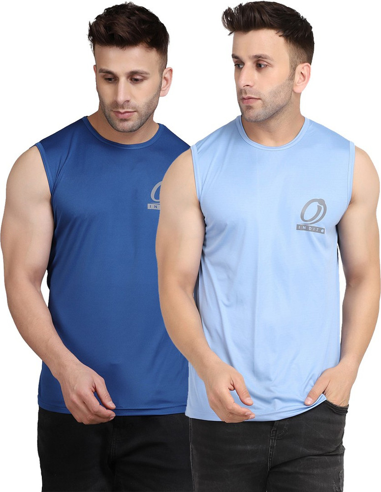 INDIZO Solid Men Round Neck Blue T Shirt Buy INDIZO Solid Men