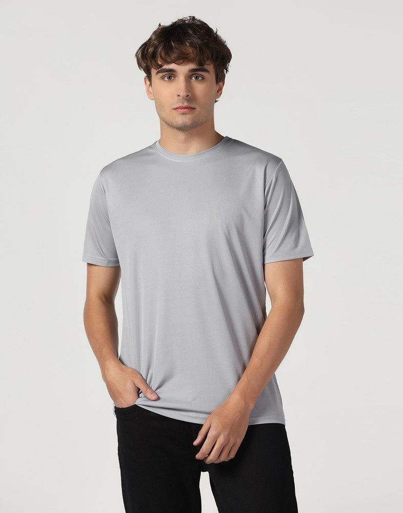 Gray round neck t shirt top