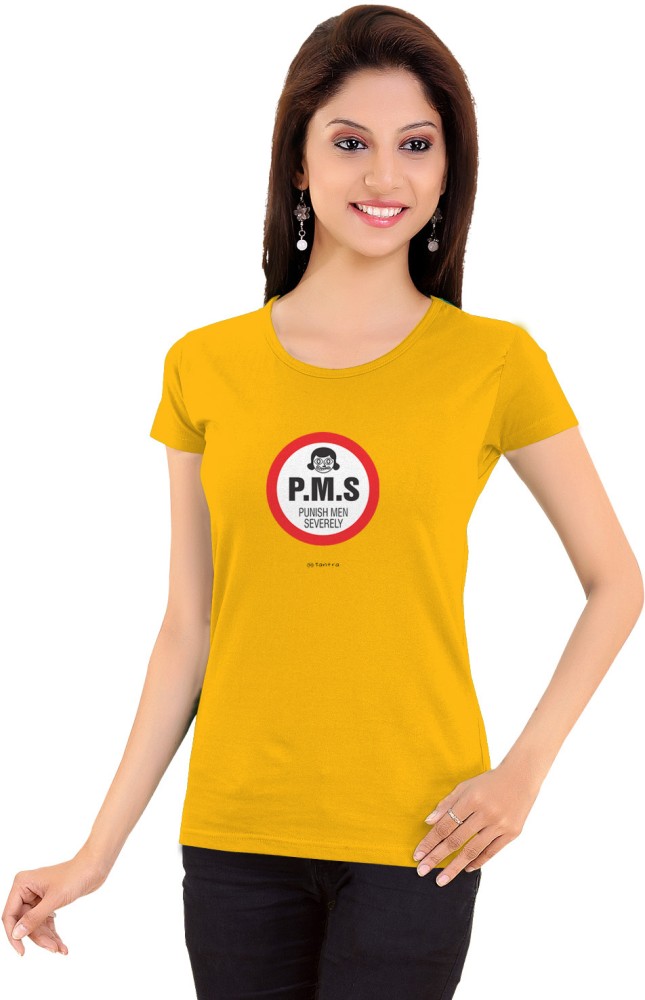 TANTRA Printed, Typography Women Round Neck Yellow T-Shirt - Buy TANTRA Printed, Typography Women Neck Yellow T-Shirt Online at Best Prices in India | Flipkart.com