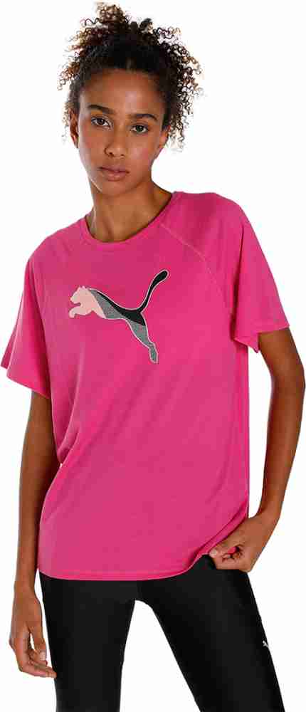 Buy PUMA - High Printed India Printed T-Shirt Women Pink Prices PUMA Women Best Neck High at Online Neck Pink in T-Shirt