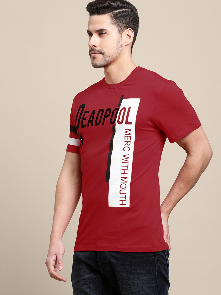 Deadpool By Free Authority Printed Men Round Neck Red T Shirt