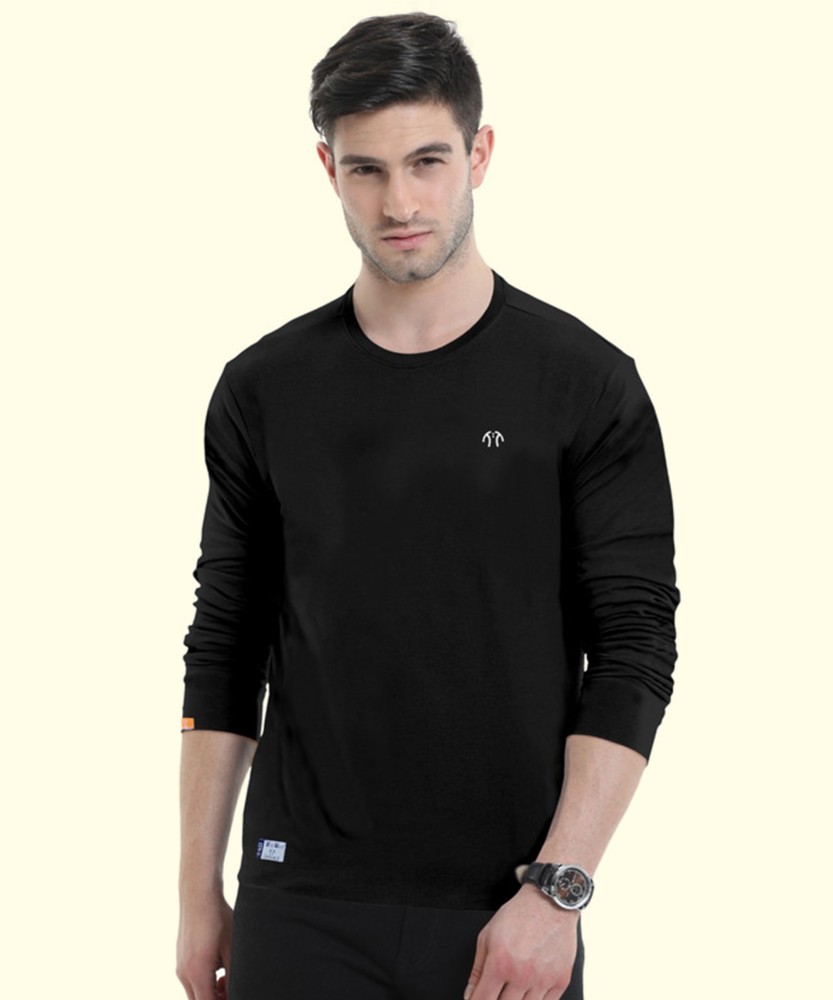 Triptee Solid Men Round Neck Black T Shirt