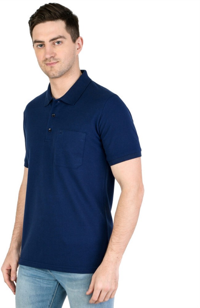 Z-MARK'S Solid Men Polo Neck Blue T-Shirt - Buy Z-MARK'S Solid Men Polo  Neck Blue T-Shirt Online at Best Prices in India