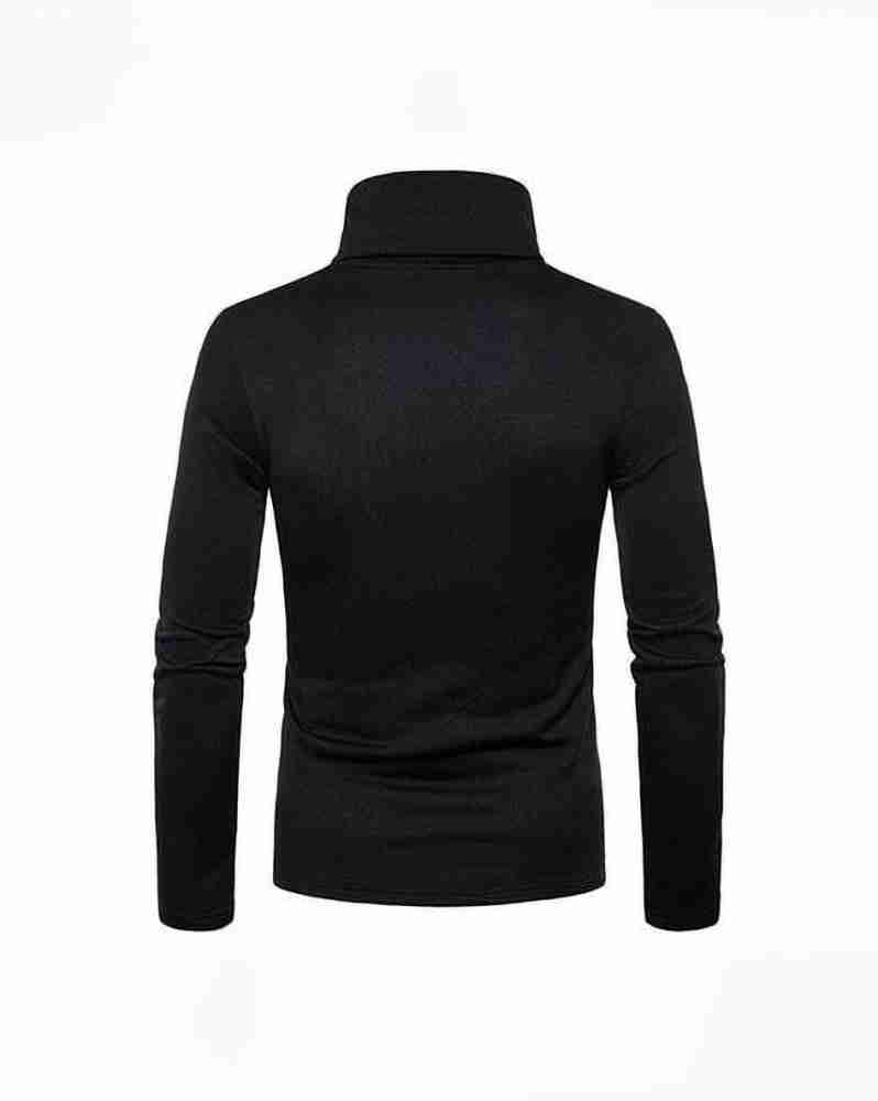VERTICALS Solid Men High Neck Black T-Shirt - Buy VERTICALS Solid Men High  Neck Black T-Shirt Online at Best Prices in India