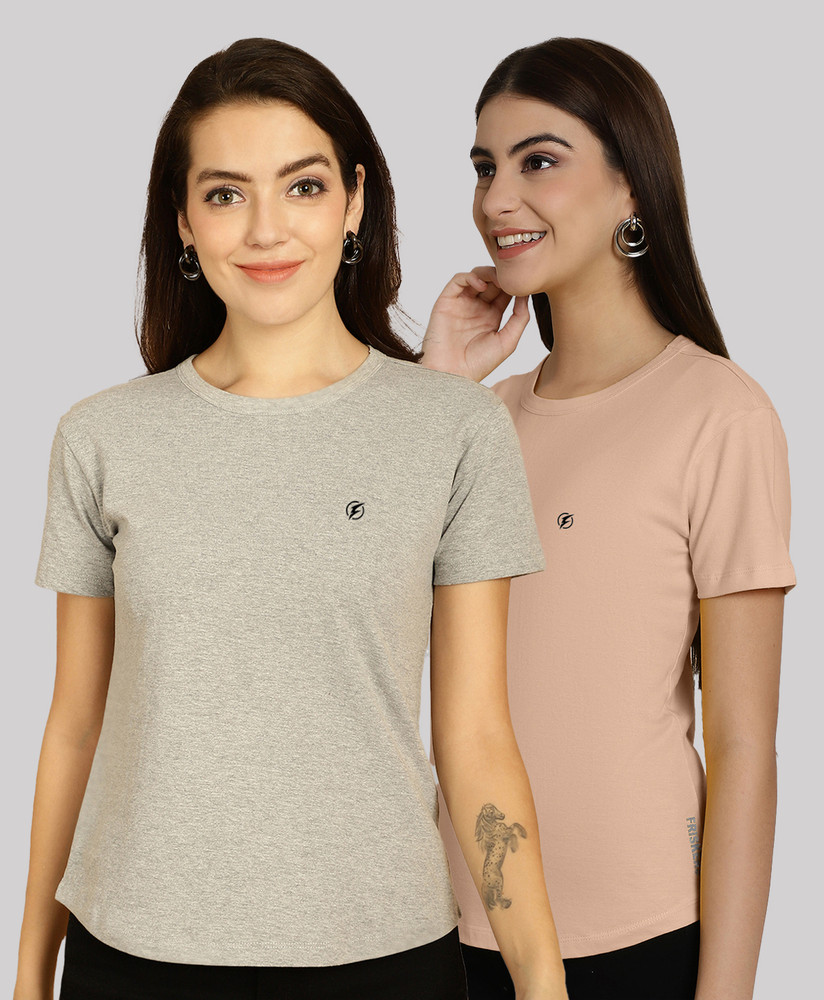 FRISKERS Solid Women Mandarin Collar Multicolor T Shirt Buy