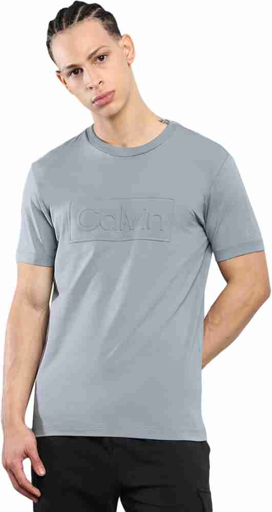 Calvin Klein Jeans Self Design Men Crew Neck Grey T-Shirt - Buy Calvin Klein  Jeans Self Design Men Crew Neck Grey T-Shirt Online at Best Prices in India