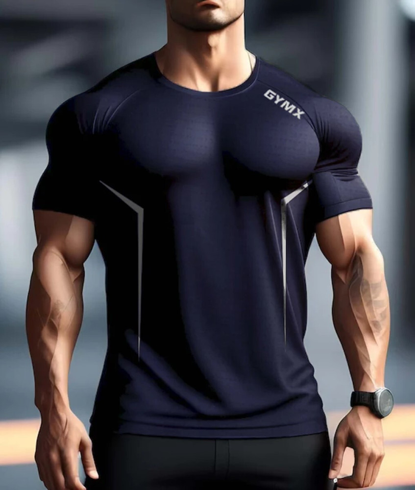 GymX Sportwear Printed Men Round Neck Blue T Shirt Buy GymX