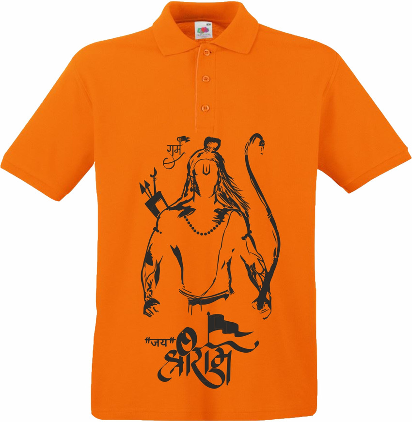KIK33 Printed Typography Men Round Neck Orange T Shirt