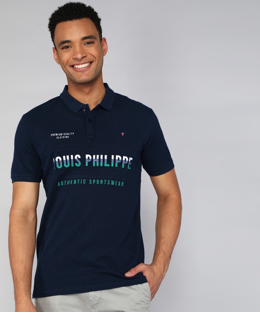 LOUIS PHILIPPE Printed Men Polo Neck Dark Blue T-Shirt - Buy LOUIS PHILIPPE  Printed Men Polo Neck Dark Blue T-Shirt Online at Best Prices in India