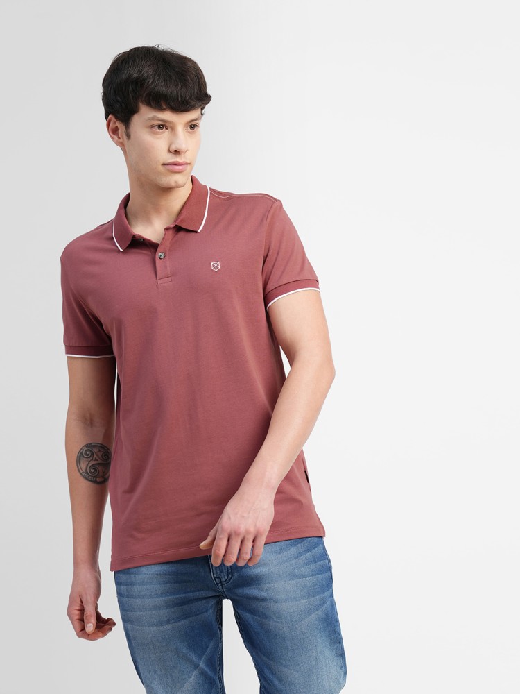 JACK & JONES Solid Men Polo Neck Pink T-Shirt - Buy JACK & JONES Solid Men  Polo Neck Pink T-Shirt Online at Best Prices in India