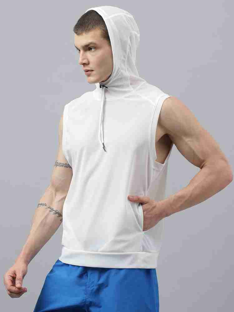 Fitkin Solid Men Hooded Neck White T-Shirt - Buy Fitkin Solid Men Hooded  Neck White T-Shirt Online at Best Prices in India