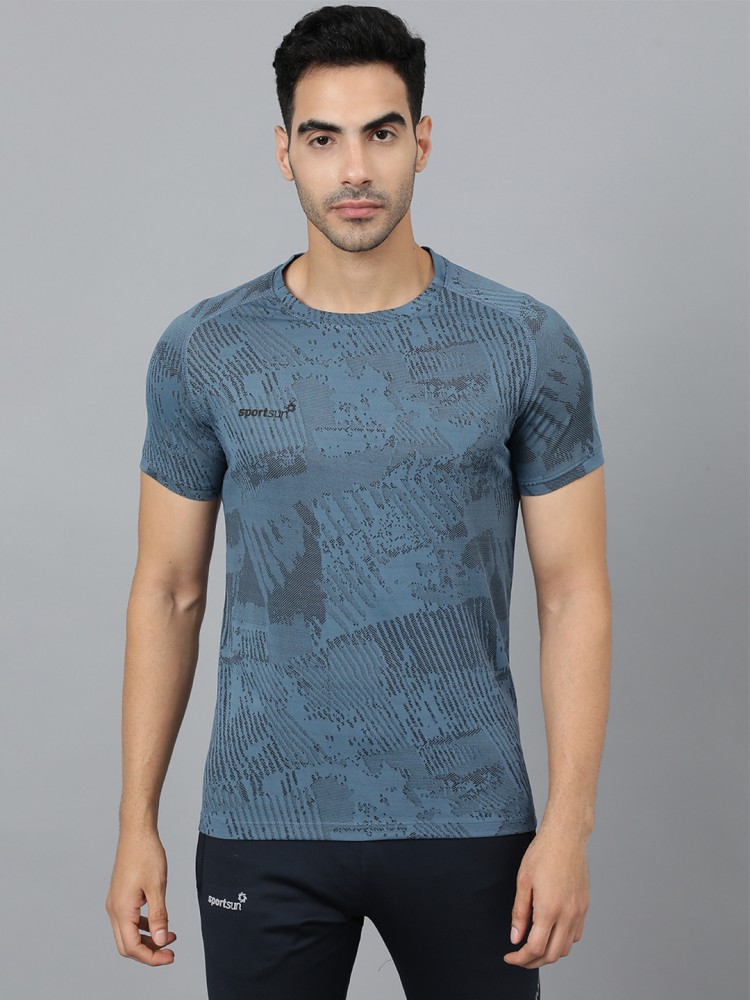 Sport Sun Printed Men Round Neck Black, Blue T-Shirt - Buy Sport Sun  Printed Men Round Neck Black, Blue T-Shirt Online at Best Prices in India
