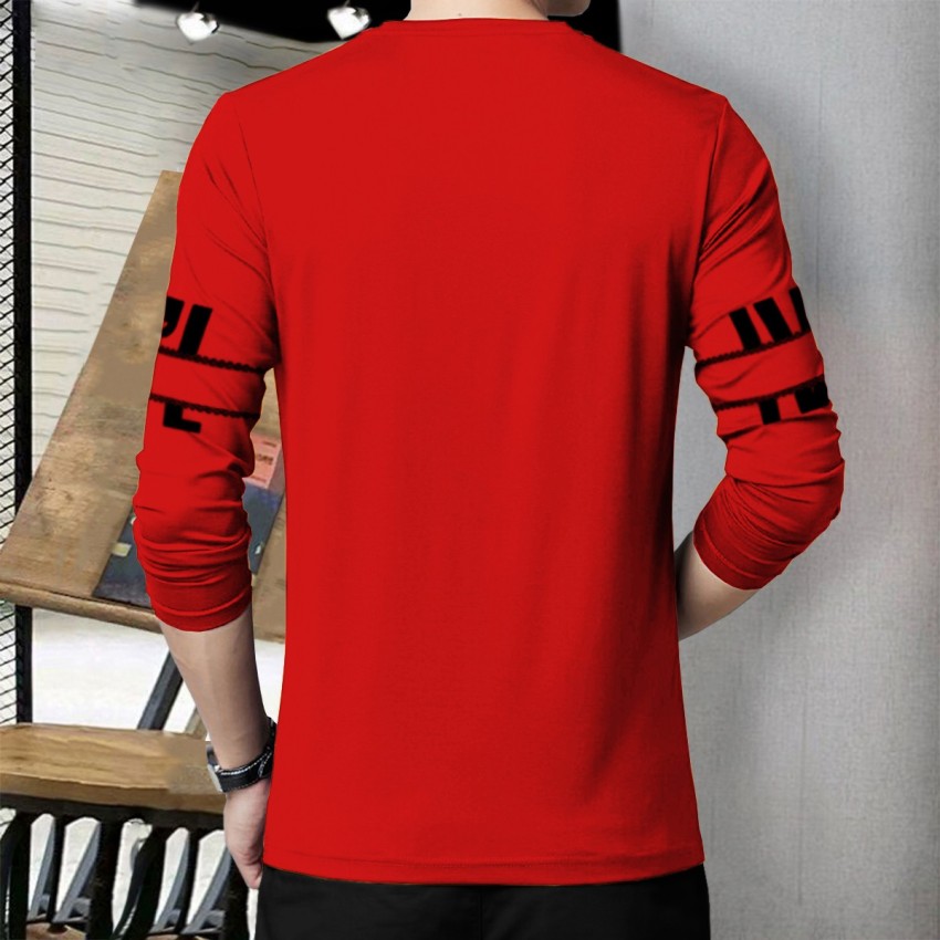 BLIVE Printed Men Round Neck Red T-Shirt - Buy BLIVE Printed Men