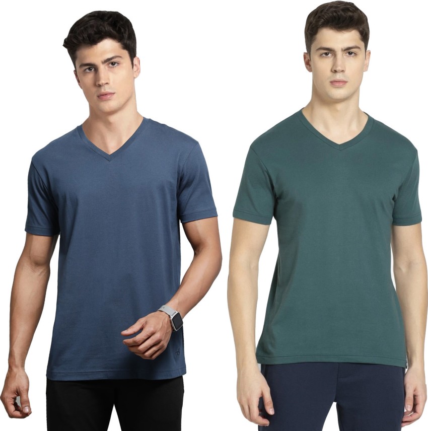 Jockey Men's Super Combed Cotton Rich Solid Regular Fit V Neck T-Shirt –  Online Shopping site in India