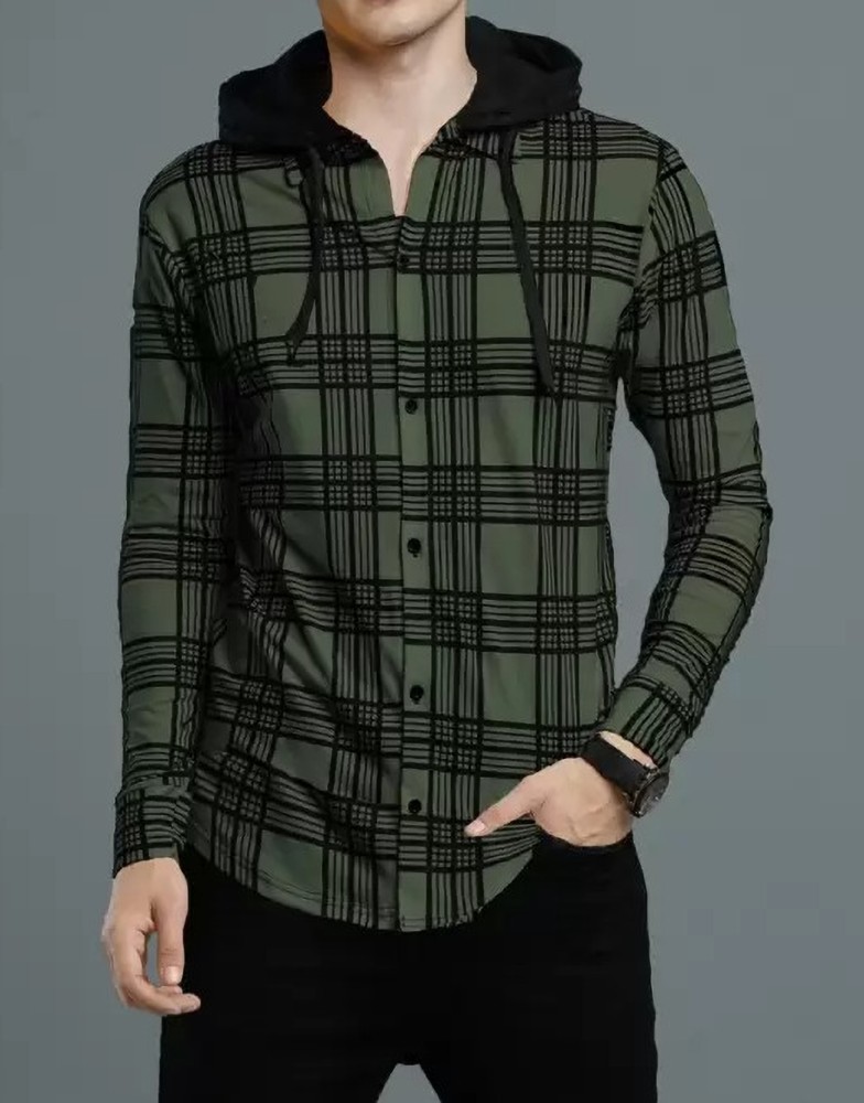 Try This Checkered Men Hooded Neck Green T Shirt Buy Try This Checkered Men Hooded Neck Green T Shirt Online at Best Prices in India Flipkart