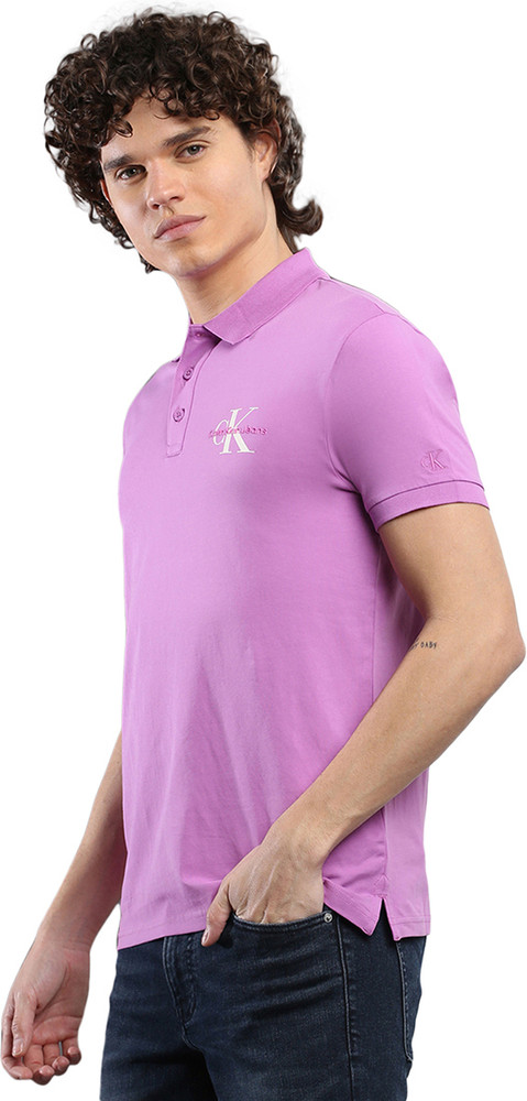 Calvin Klein Jeans Solid Men Polo Neck Purple T Shirt Buy Calvin