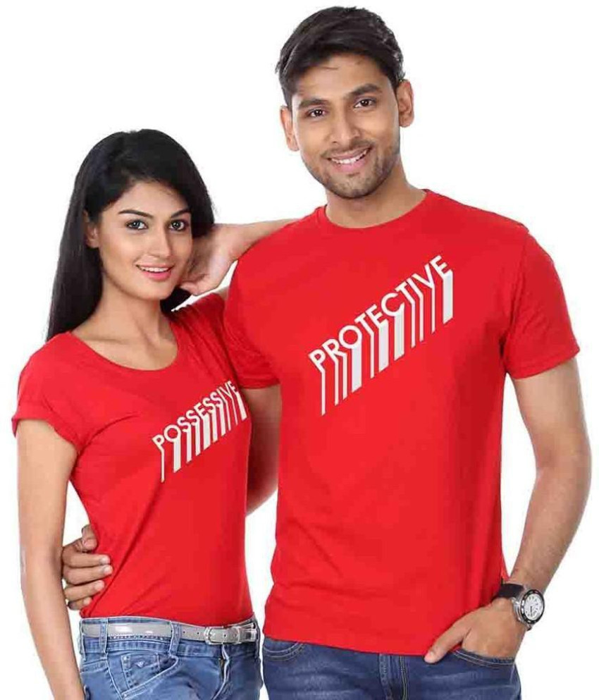 BonOrganik Printed Couple Round Neck Red T Shirt Buy BonOrganik
