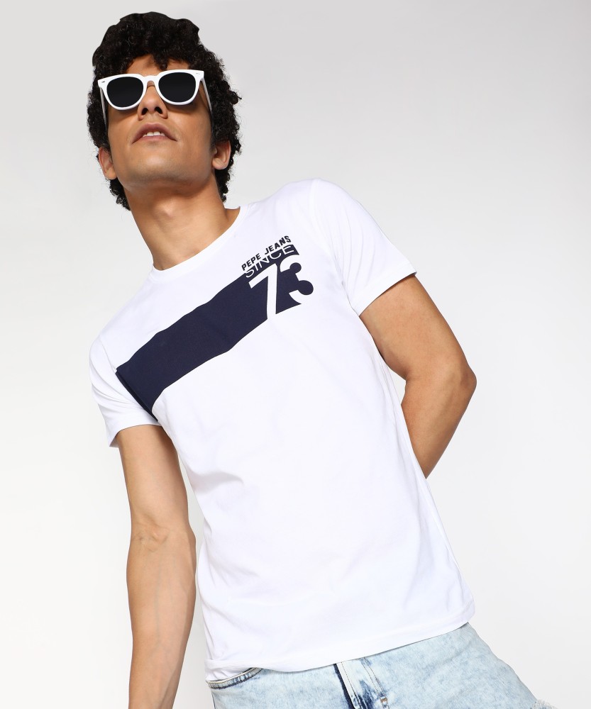 Pepe Jeans Printed Men Round Neck White T-Shirt - Buy Pepe Jeans