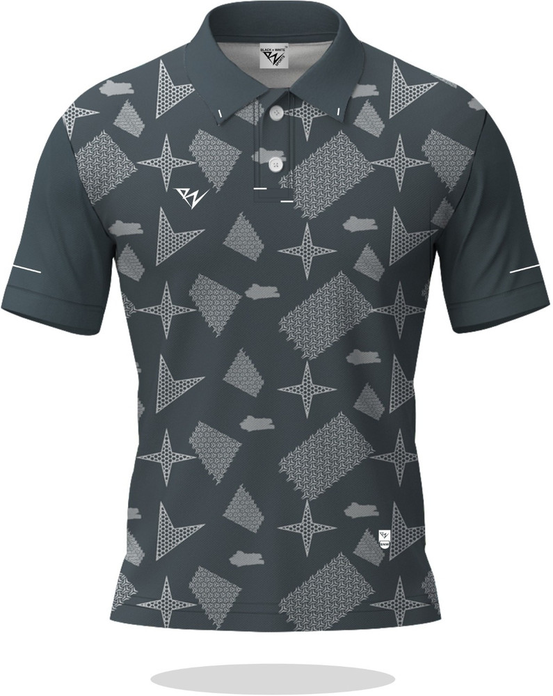 black n white sports Printed Men Round Neck Grey T Shirt Buy