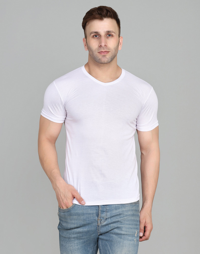White v neck t shirt mens india hotsell