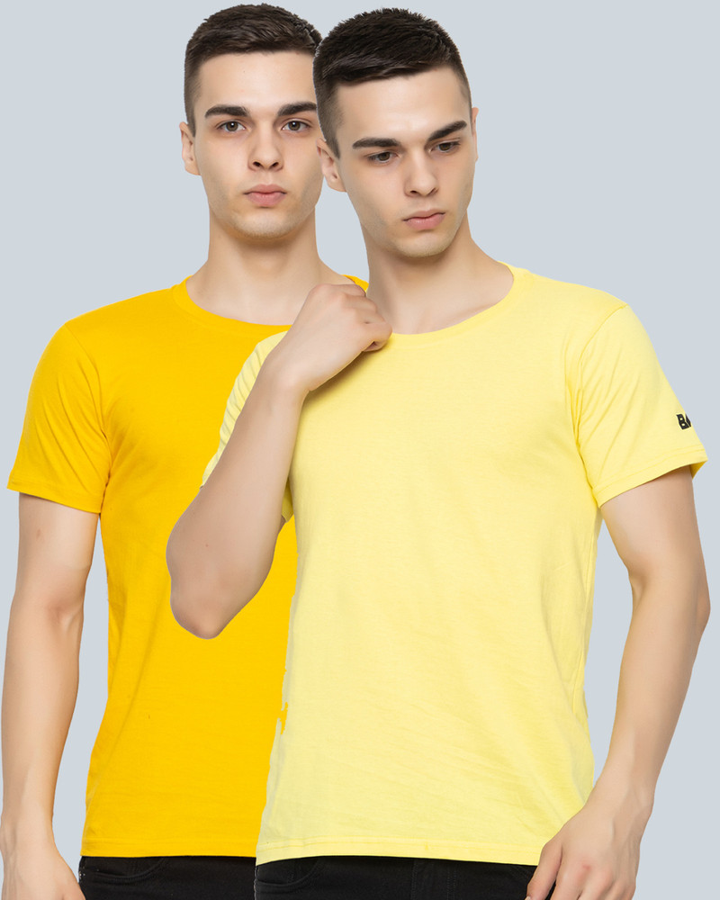 Plain yellow t shirt mens sales