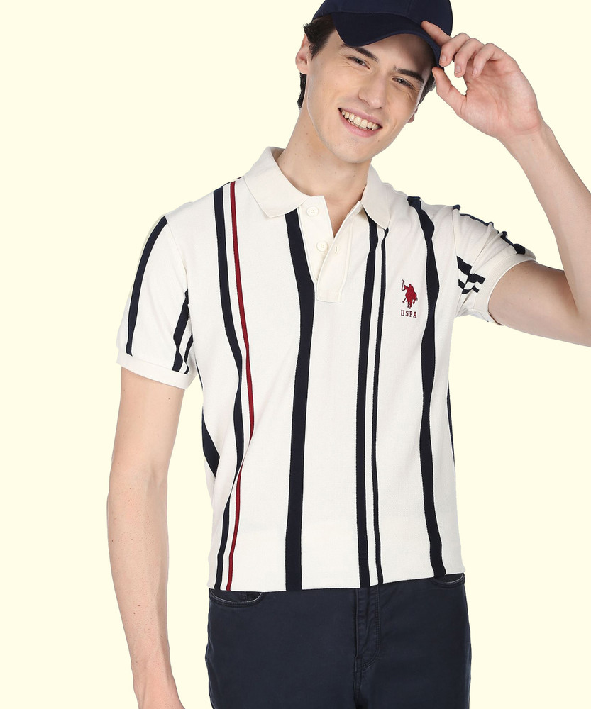U.S. POLO ASSN. Striped Men Polo Neck White T Shirt Buy U.S. POLO ASSN. Striped Men Polo Neck White T Shirt Online at Best Prices in India Flipkart