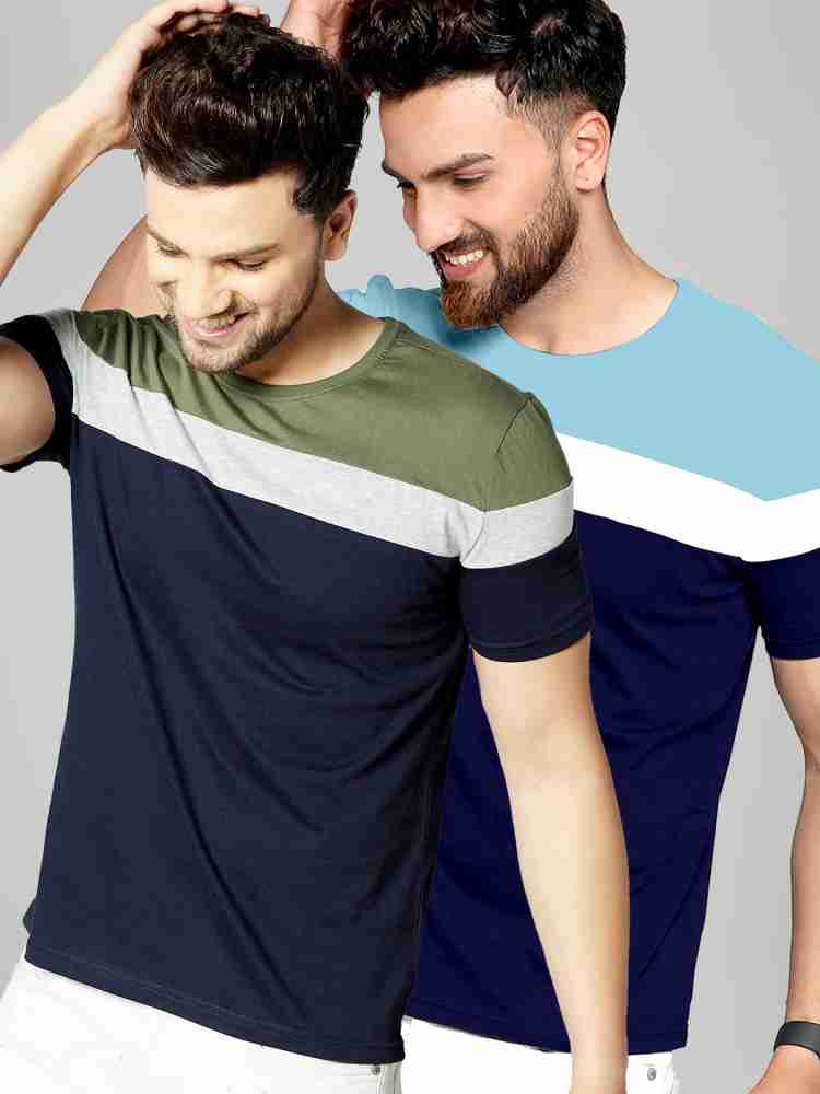 AUSK Colorblock Men Round Neck Navy Blue, Light Blue T-Shirt - Buy AUSK  Colorblock Men Round Neck Navy Blue, Light Blue T-Shirt Online at Best  Prices in India