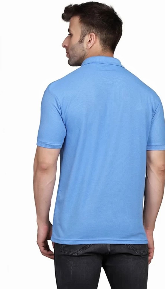 Zukaado Solid Men Polo Neck Blue T-Shirt - Buy Zukaado Solid Men Polo Neck  Blue T-Shirt Online at Best Prices in India