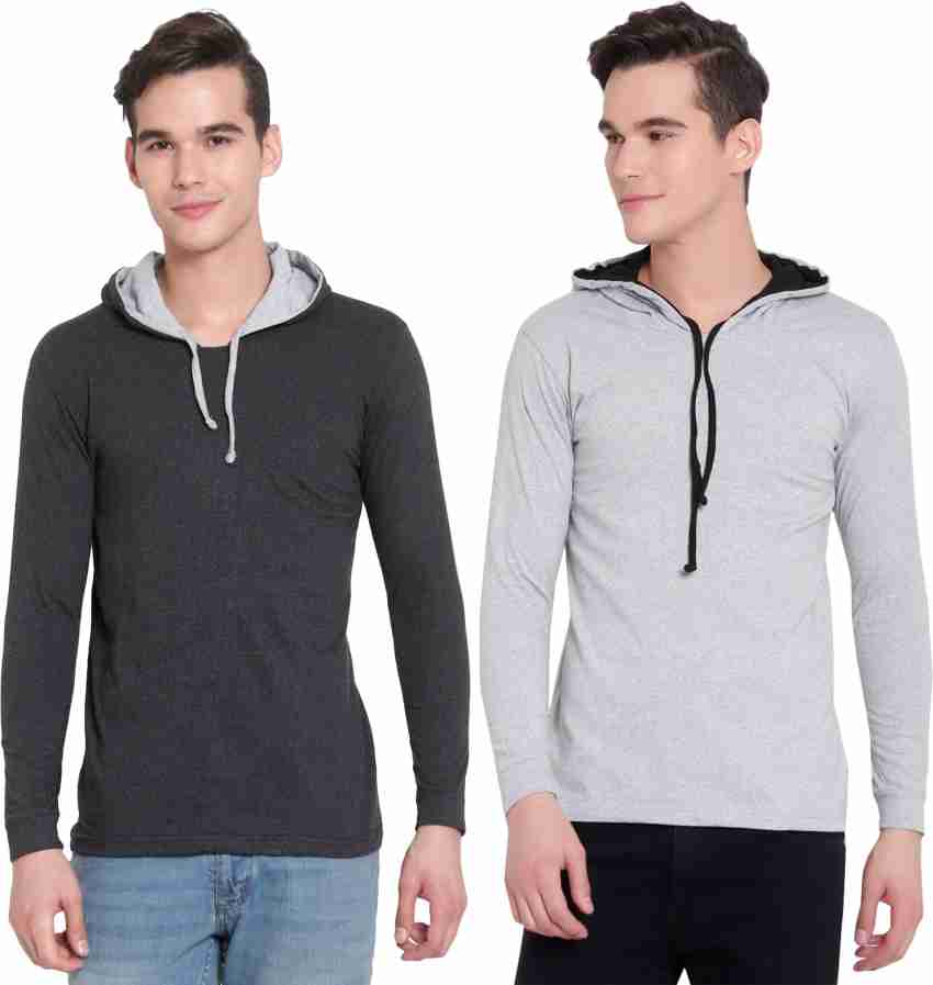 DIAZ Solid Men Hooded Neck Multicolor T-Shirt - Buy DIAZ Solid Men Hooded  Neck Multicolor T-Shirt Online at Best Prices in India