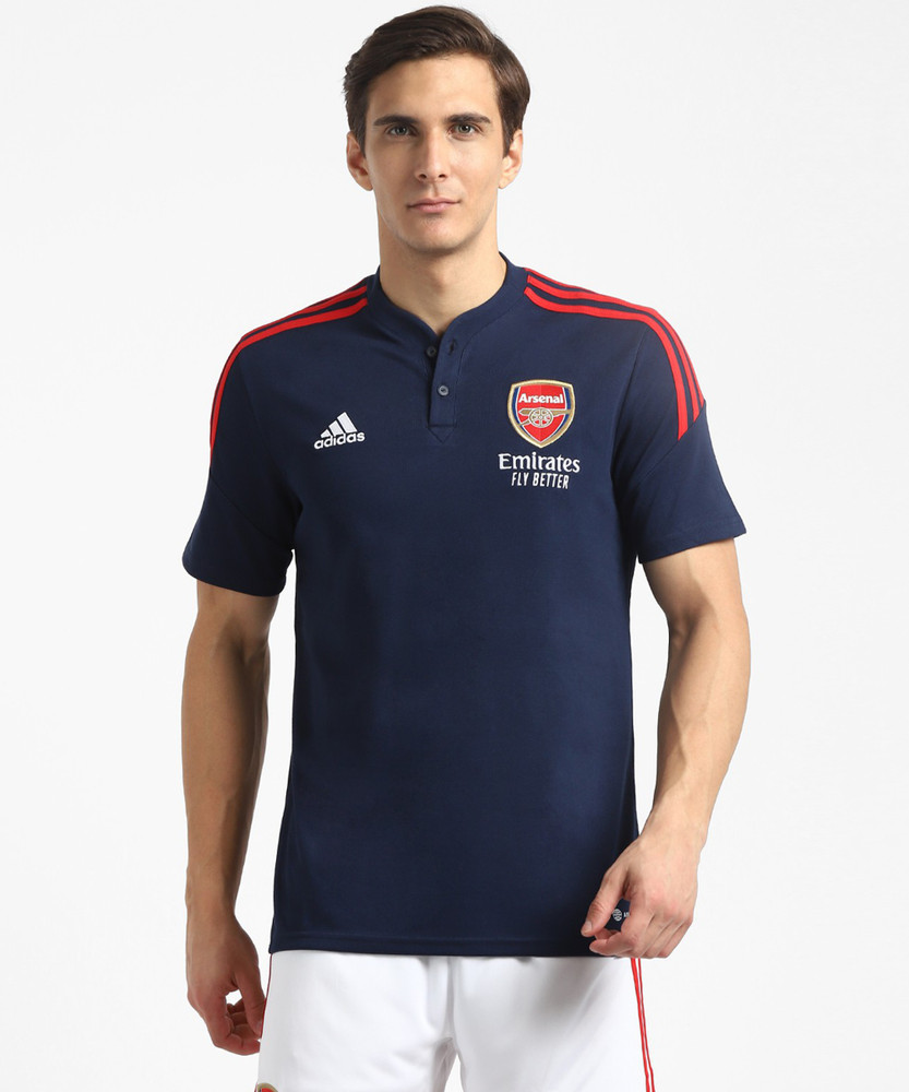 adidas originals stand collar t shirt navy